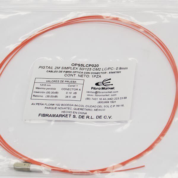 Pigtail LC PC SIMPLEX OM2 2M fibra optica