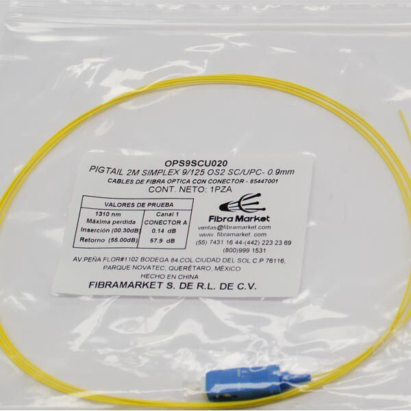 Pigtail SC UPC SIMPLEX OS2 2M de fibra optica