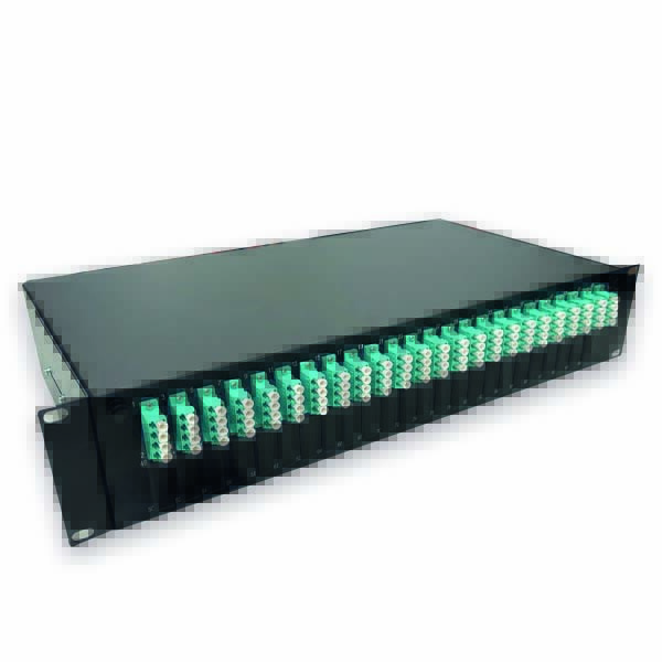 Distribuidor de fibra óptica 2U con adaptadores OM3